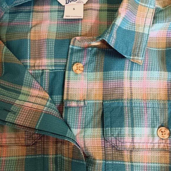 Duluth Trading Co Women's Teal Plaid Short Sleeve Breezeshooter Shirt Size S - Picture 6 of 16